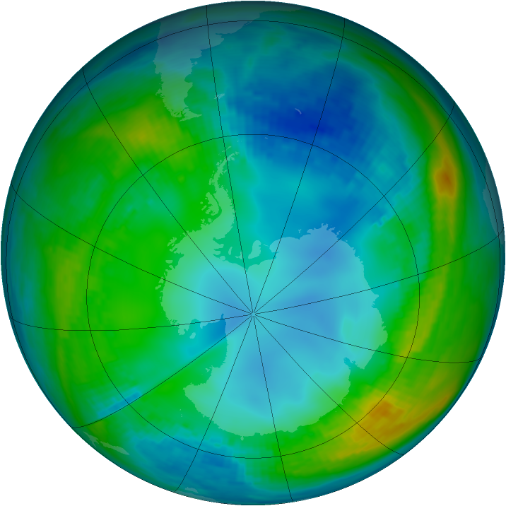 Antarctic ozone map for 17 May 1989